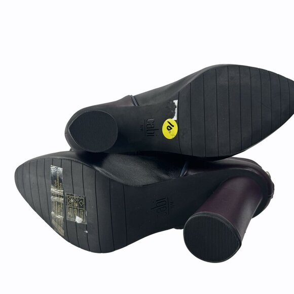 Cabi Bisset Color Block Black Plum Two-Tone Leather Ankle Boots Size 10M - Picture 7 of 7